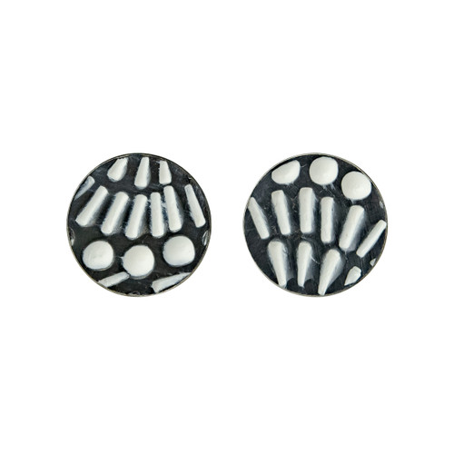 Zoe Grigoris: Painted Pattern Studs Black & White, tomfoolery