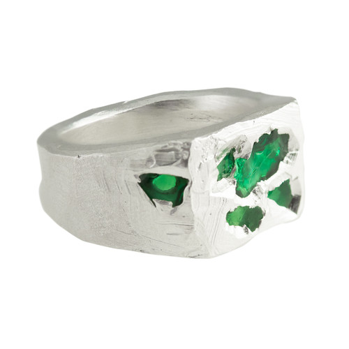 Emerald Scatter Signet Ring , The Ouze, Tomfoolery London