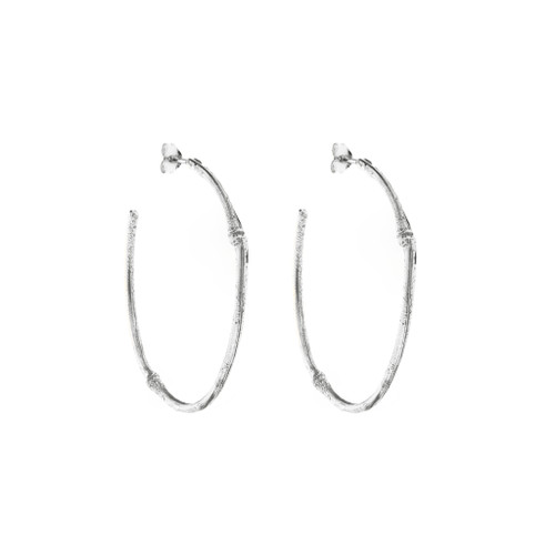 Large Bamboo Hoops in Silver