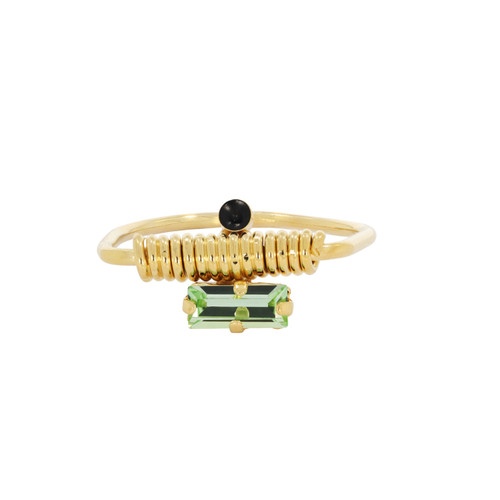 Ettore Green Baguette & Black Dot Ring, Judith Benita, tomfoolery