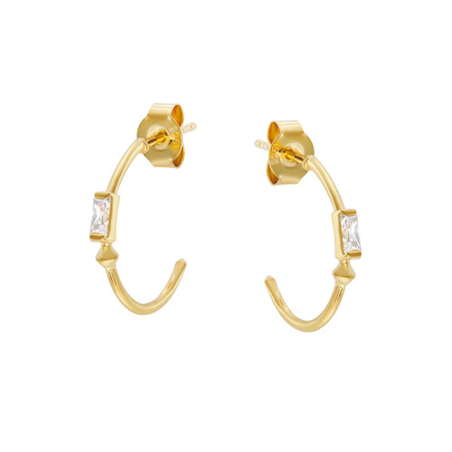 Tribe Baguette Gem Gold Hoops, TRIBE by tomfoolery