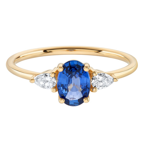 Trio Royal Blue Oval Sapphire & Diamond Ring, Infinite, tomfoolery
