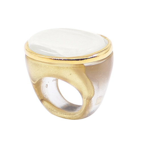 Clara Resin Signet Ring in Pearl, Dominique Denaive, tomfoolery