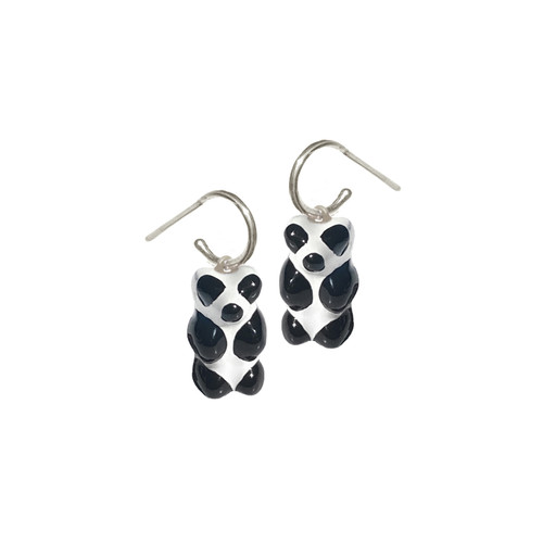 Silver Mini Panda Gummy Bear Hoop Earrings, Maggoosh, tomfoolery
