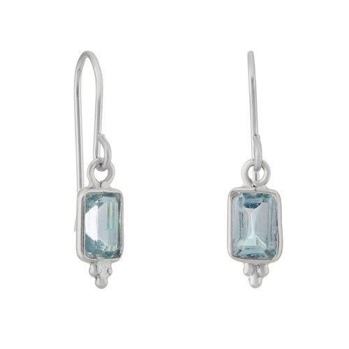 Rectangular Triple Bead Sky Blue Topaz Drop Earrings, tf House - Beaded, tomfoolery