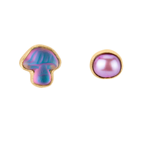 Mismatched Stud Earrings in Iridescent Blue, Grainne Morton, tomfoolery
