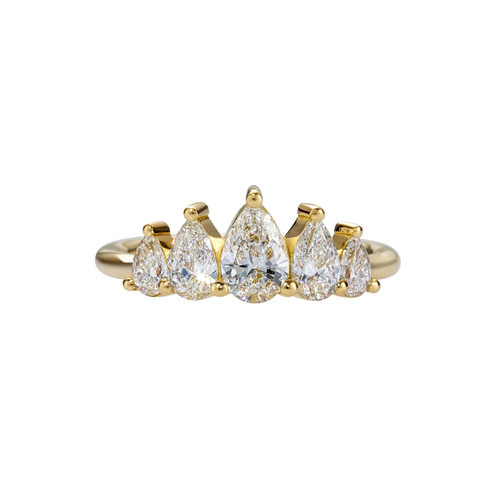Pear Diamond Engagement Ring with Five Gradient Diamonds, Artemer, tomfoolery