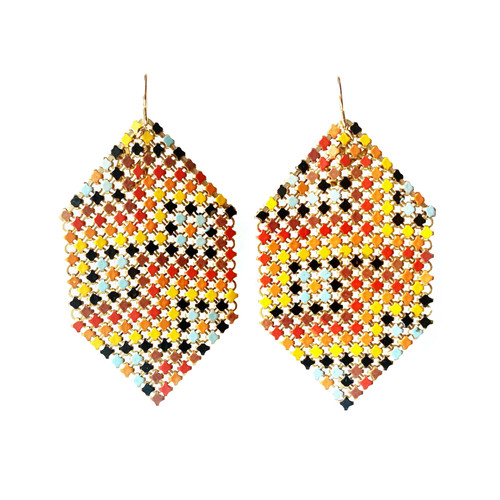 Festival Enamel Mesh Drop Earrings, Maral Rapp, tomfoolery