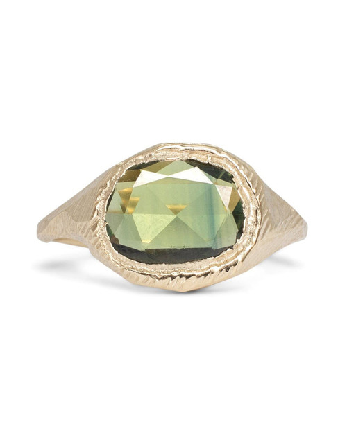 Green Sapphire Brushed Signet Ring, Page Sargisson, tomfoolery