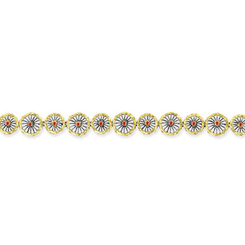 Oxidised Silver, Ruby & Gold Disc Bracelet, Apostolos, tomfoolery