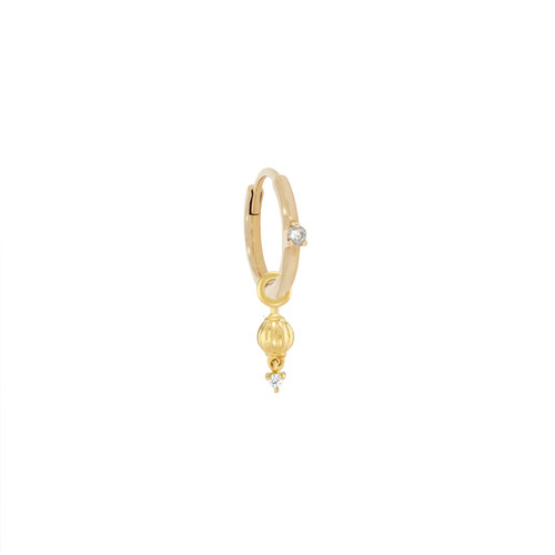 Dala Detail Lucky Lantern .1 Diamond Hoop Earring, metier by tomfoolery, tomfoolery