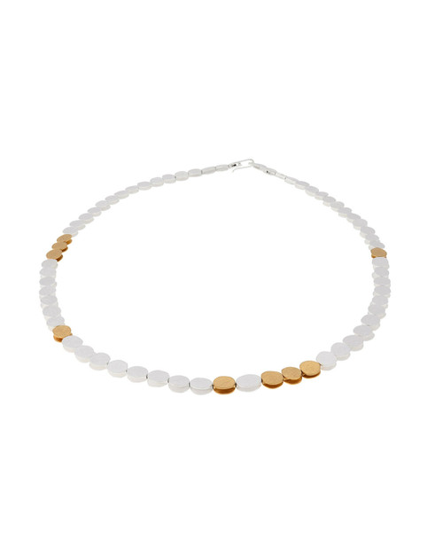 Silver & Gold Plated Textured Oval Necklace, Deco Echo, tomfoolery