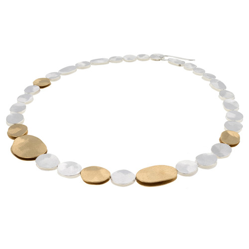 Silver & Gold Plated Textured Pebble Necklace, Deco Echo, tomfoolery