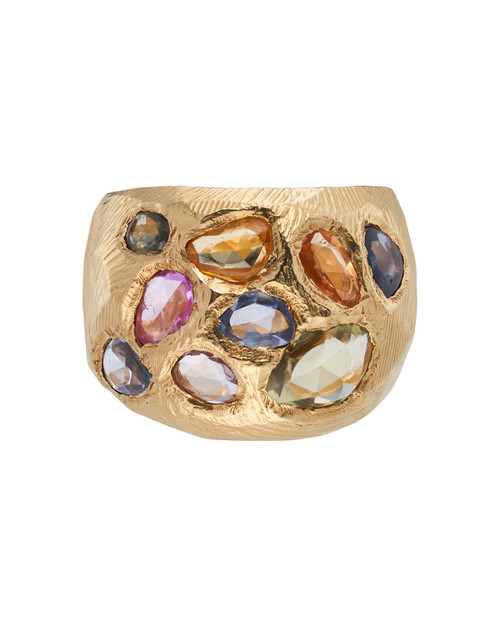 Rainbow Sapphire Cocktail Art Ring, Page Sargisson, tomfoolery London, Art Ring 2023 exhibition