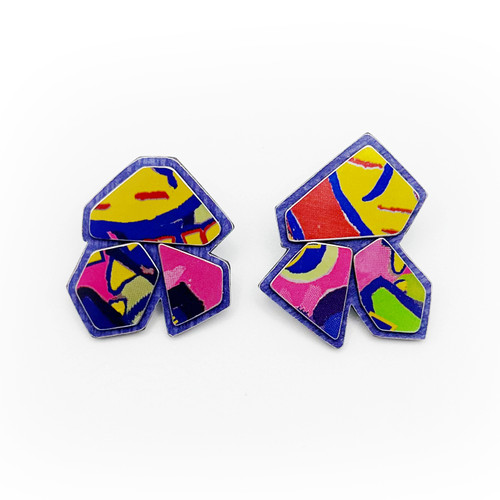 Andres Brew Recycled Studs in Purple Yellow, Zulay & Stephanie Smith, tomfoolery