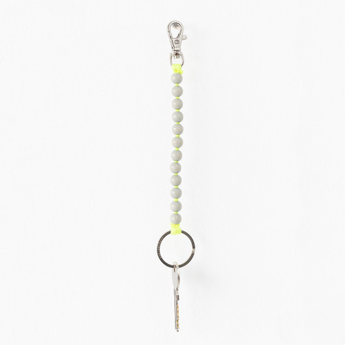 Light Grey & Neon Yellow Perlen Short Wooden Beaded iPhone & Keychain, Ina Seifart, tomfoolery