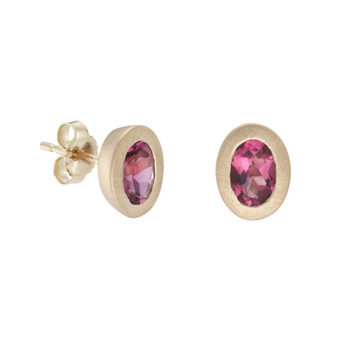 Solo Bezel Set Pink Tourmaline Studs, tf House - Infinite, tomfoolery