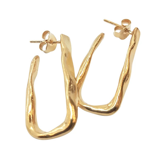 Mae Gold Rectangular Hoop Earrings, Karen Hallam, tomfoolery