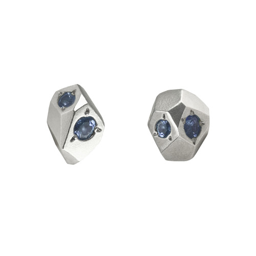 Silver Irregular Studs with Tanzanite, Maria Manola, tomfoolery