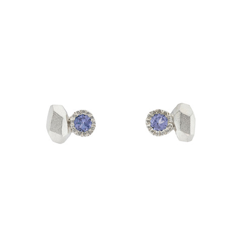 Silver Duo Mini Studs with Tanzanite, Maria Manola, tomfoolery