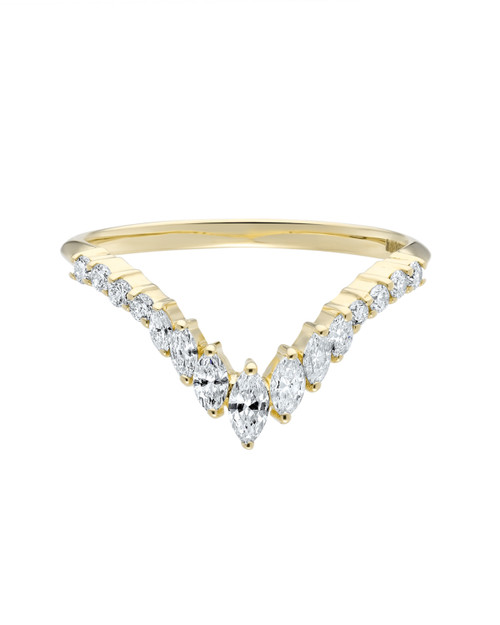 Deep V Tapered Marquise Diamond Band, tf House - Bands, tomfoolery