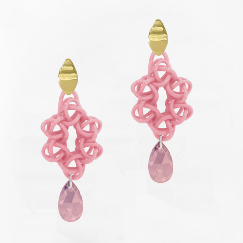 Pink 3D Printed Cosmos Drop Earrings, Bolternstern, tomfoolery