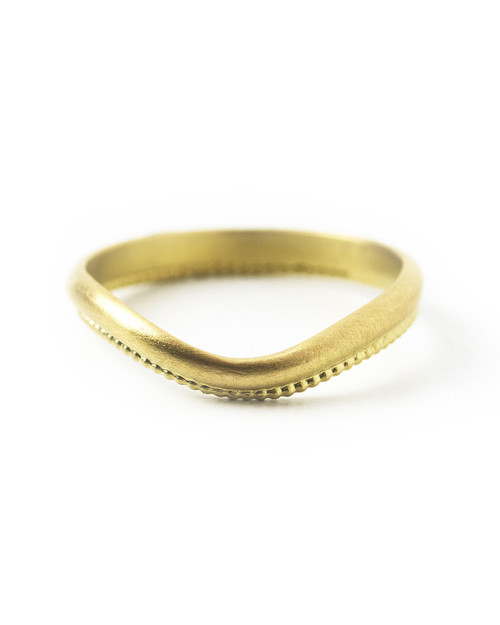Gold Elaborate Curved Wedding Band, Alison Macleod, tomfoolery