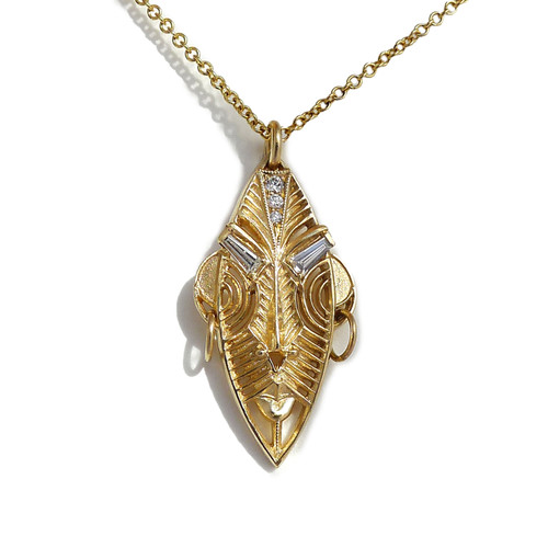 Gold Moeyama Mask Pendant, DMD Metal, tomfoolery