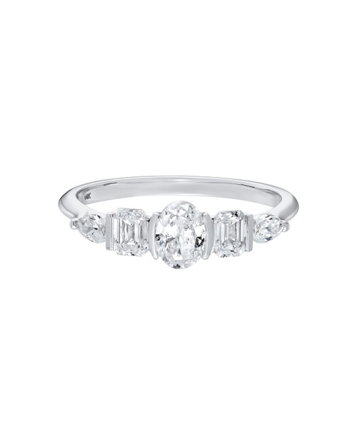 White Gold Oval Five Diamond Ring tf House - Diamonds, tomfoolery