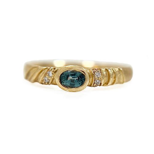 Oval Teal Sapphire Ripple Ring, Claire Macfarlane, tomfoolery