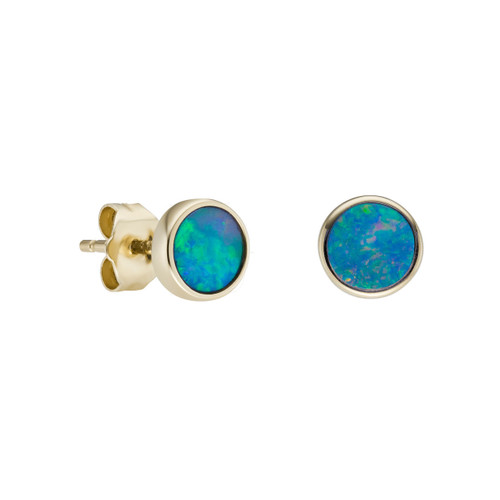 Deep Blue Opal Round Studs, OPAL, tomfoolery