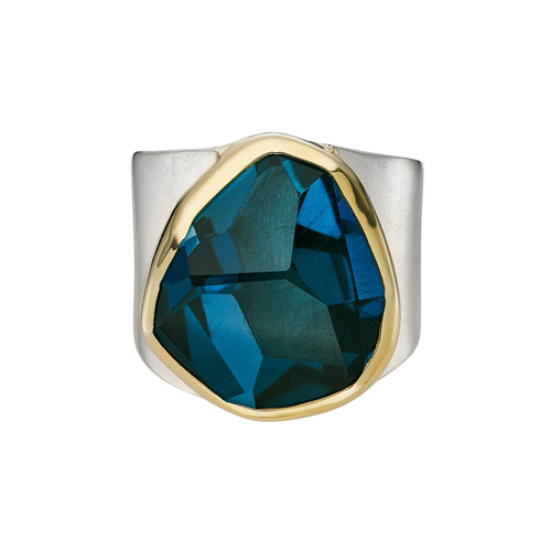 Irregular Blue Topaz Wide Statement Ring, Margoni, tomfoolery