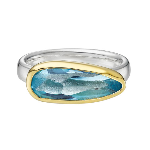 Elongated Irregular Aquamarine Ring, Margoni, tomfoolery