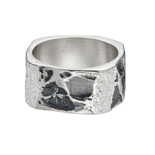 Oxidised Silver Wide Square Ring, Eva Stone, tomfoolery