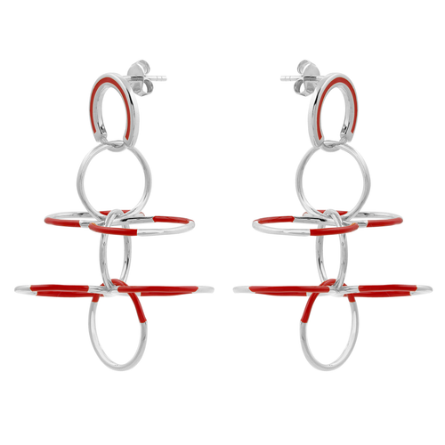 Silver & Red Circle Fluttering Wings Earrings, Guzin, tomfoolery
