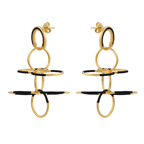Gold & Black Circle Fluttering Wings Earrings, Guzin, tomfoolery