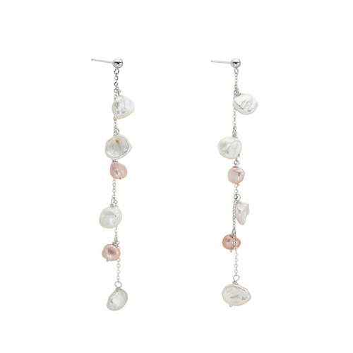 White Gold Small Keshi Pearl Droplet Earrings, tf House - Pearls, tomfoolery