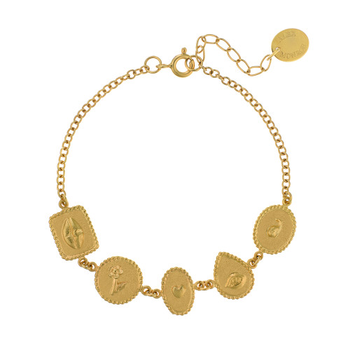 Gold Gratitude For Nature Linked Station Bracelet, Alex Monroe, tomfoolery