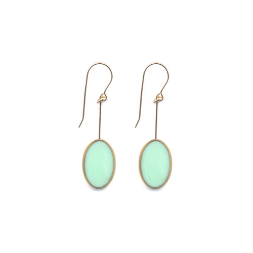 Aqua Oval Glass Bead Drop Earrings, I. Ronni Kappos, tomfoolery