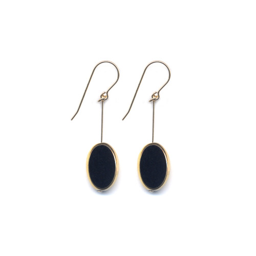 Black Oval Glass Bead Drop Earrings, I. Ronni Kappos, tomfoolery