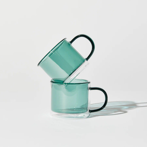 Teal Glass Double Trouble Cup Set, House of Nunu, tomfoolery