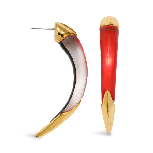 Lipstick Red Luminous Lucite Claw Earrings, Alexis Bittar, tomfoolery