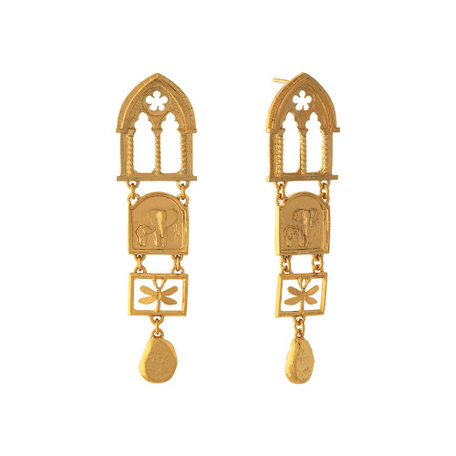 Gold Discovery Window Drop Earrings, Alex Monroe, tomfoolery