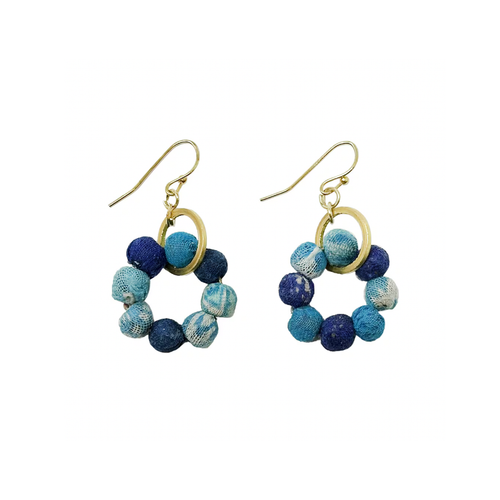Kantha Azure Orbital Drop Earrings, WorldFinds, tomfoolery