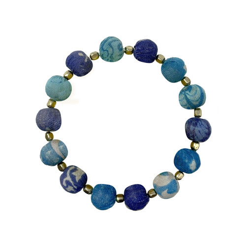 Kantha Azure Bauble Bracelet, WorldFinds, tomfoolery