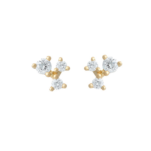 Gold & Diamond Scatter Trio Studs, tf House - Diamonds, tomfoolery