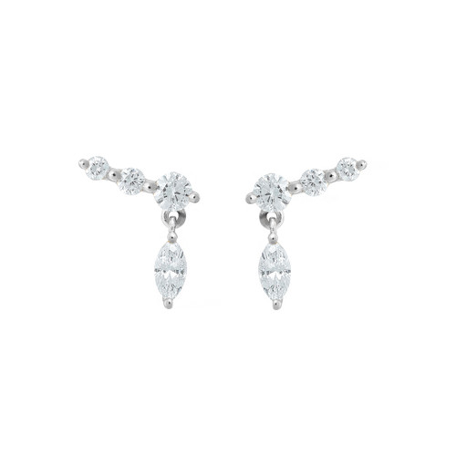 White Gold & Marquise Diamond Drop Studs, tf House - Diamonds, tomfoolery