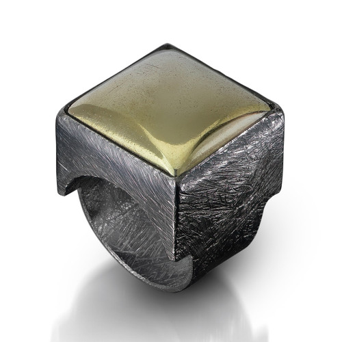 Square Pyrite & Oxidised Silver Statement Ring, Heather Guidero, tomfoolery