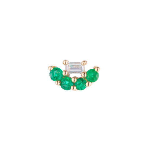 Mini Baguette Emerald Lace Single Stud, Jennie Kwon, Tomfoolery London