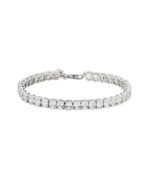Silver Classic Oval Cubic Zirconia Tennis Bracelet, tomfoolery
